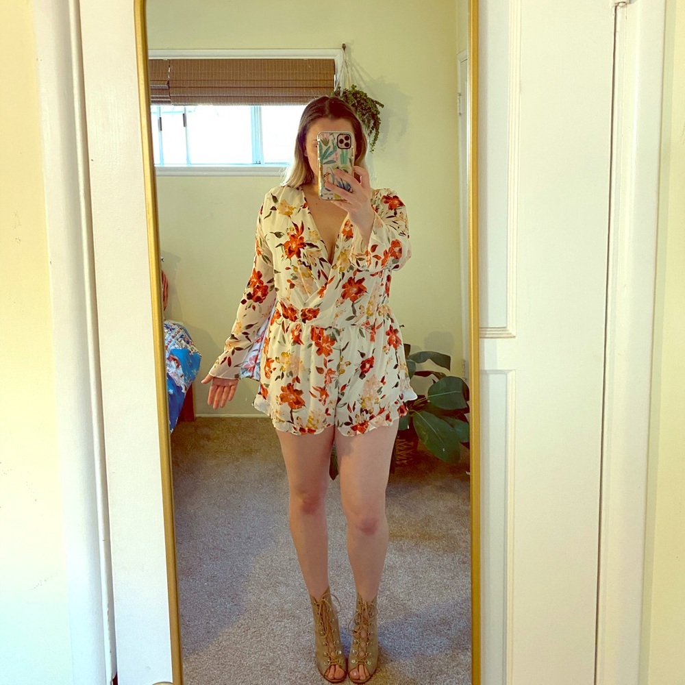 Spring Floral Long Sleeve Romper